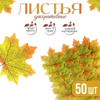 Декор &laquo;Кленовый лист&raquo;, набор 50 шт., жёлто-зелёный цвет