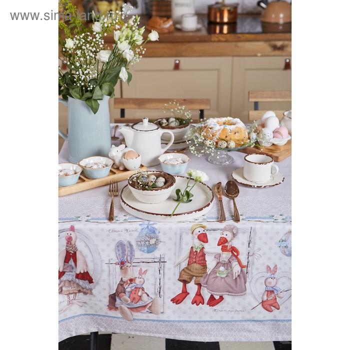 Скатерть Скатерть "Этель" Пасхальные Тильды 220х147 см, 100% хлопок, саржа 190 гр/м2