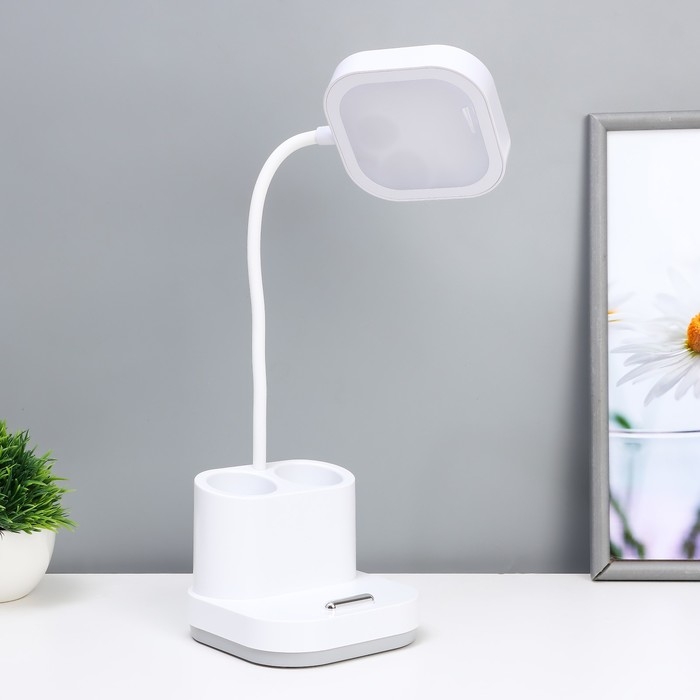 Настольная лампа Настольная лампа "Ронд" LED, от USB/АКБ 10 Вт сенсор 3000-6000 К белый 13х13х44 см RISALUX