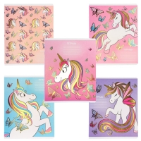 Набор тетрадей 10 штук, 24 листа, 1 сентября, в клетку, тиснение, обложка мелованный картон, Минни Маус и Единорог