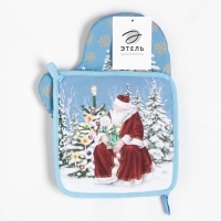 Новый год. Набор кухонный «Новогоднее чудо» варежка-прихватка 20х28см, прихватка 19х19см,100%хл Новый год. Набор кухонный «Новогоднее чудо» варежка-прихватка 20х28см, прихватка 19х19см,100%хл