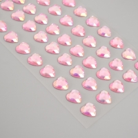 Наклейка пластик стразы "Сердце" розовый перламутр 18х8 см Наклейка пластик стразы "Сердце" розовый перламутр 18х8 см