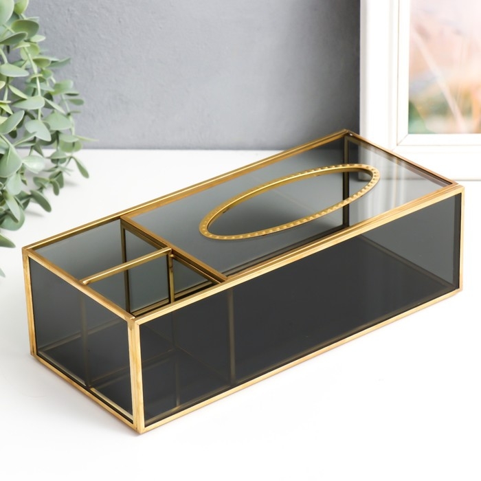 Шкатулка стекло салфетница и подставка Шкатулка стекло салфетница и подставка "Затемнённая" 7,5х11,5х25,5 см