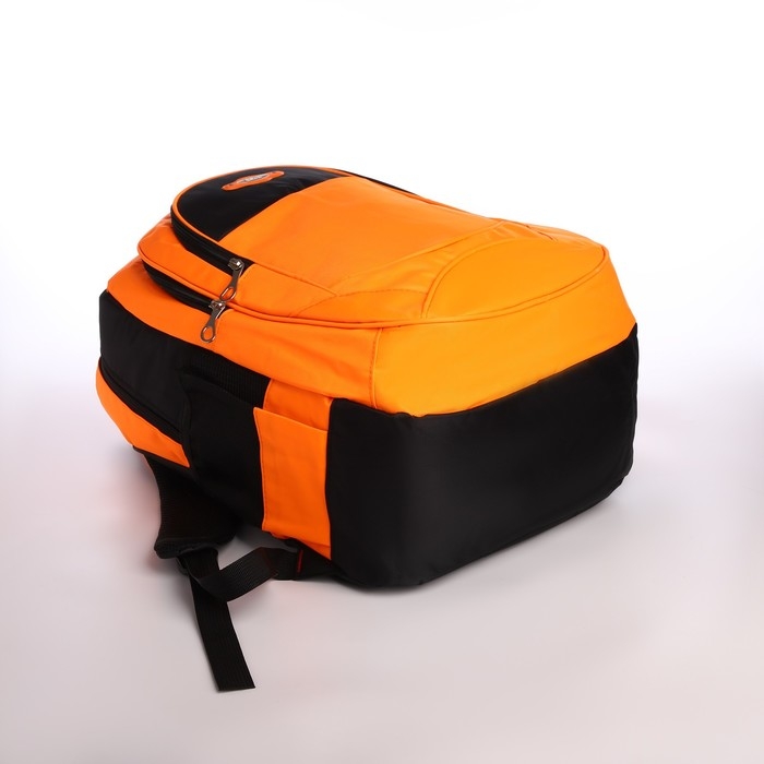 Рюкзак школьный из текстиля на молнии, 4 кармана, цвет оранжевый Рюкзак школьный из текстиля на молнии, 4 кармана, цвет оранжевый