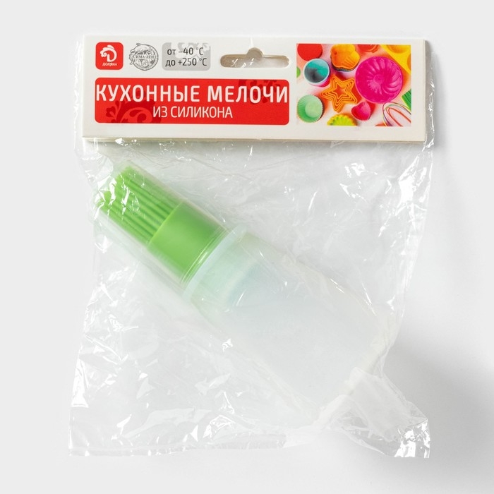 Кисть с резервуаром для масла Доляна «Олио», силикон, 70 мл, 11 см, цвет зелёный Кисть с резервуаром для масла Доляна «Олио», силикон, 70 мл, 11 см, цвет зелёный