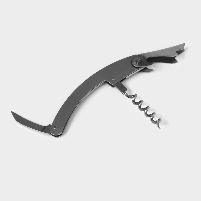 Набор для вина в кейсе Доляна «Бутылка», 5 предметов: пробка, кольцо, каплеуловитель, штопор, нож для срезания фольги Набор для вина в кейсе Доляна «Бутылка», 5 предметов: пробка, кольцо, каплеуловитель, штопор, нож для срезания фольги