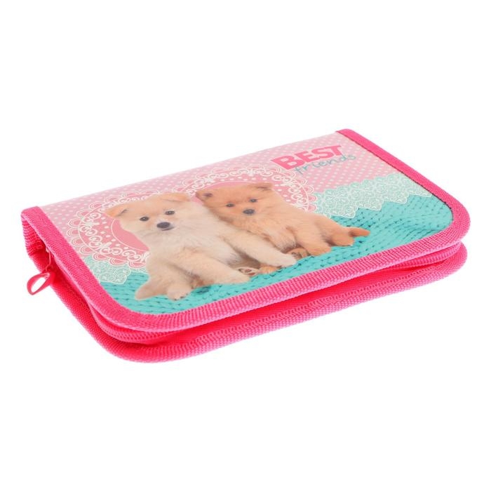 Пенал 1 секция 130 х 190 х 30 мм, с откидной планкой, ПКК 07- 5, "Щенята", ламинированный картон 59638