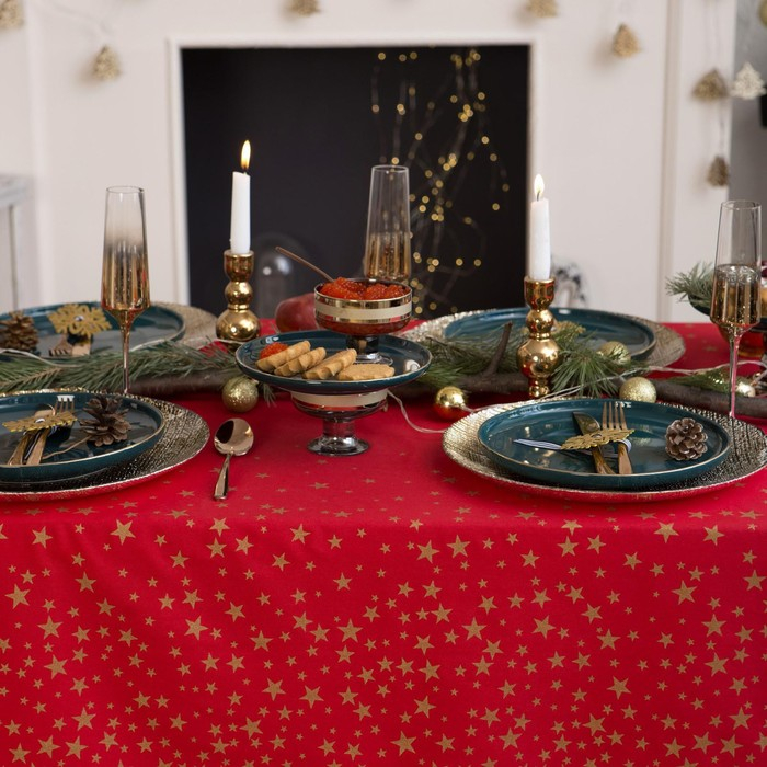 Скатерть Скатерть "Этель" Gold stars 149х250+/- 3см, 100% хлопок, 190 г/м2