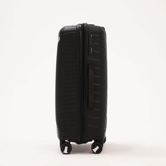 Чемодан средний 69 л (M), отдел на молнии, кодовый замок, 4 колеса, цвет чёрный
