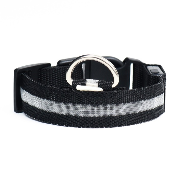 Ошейник с подсветкой размер М, ОШ 40-48 х 2,5 см, 3 режима свечения чёрный Ошейник с подсветкой размер М, ОШ 40-48 х 2,5 см, 3 режима свечения чёрный