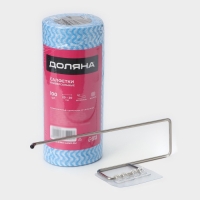 Салфетки в рулоне многоразовые безворсовые в наборе с держателем Доляна, 100 шт, 20&times;20 см, цвет голубой