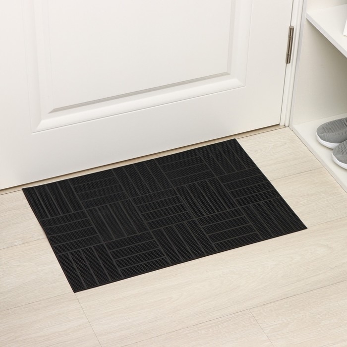 Коврик придверный резиновый &laquo;Паркет&raquo;, 40&times;60 см, цвет чёрный