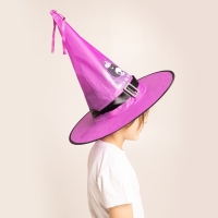 Карнавальная шляпа &laquo;Кошмарное веселье&raquo; фиолетовая, с гирляндой