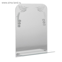 Зеркало &laquo;Райские птицы&raquo;, с пескоструйной графикой и фьюзингом, настенное, с полочкой, 35&times;45