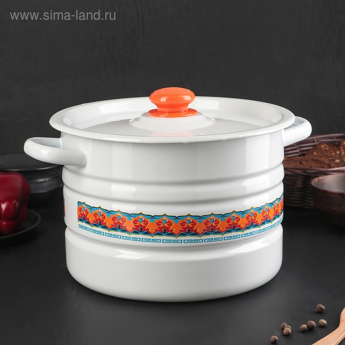 Мантоварка-позница эмалированная, 7,5 л, декор, 2 вставки, МИКС Мантоварка-позница эмалированная, 7,5 л, декор, 2 вставки, МИКС