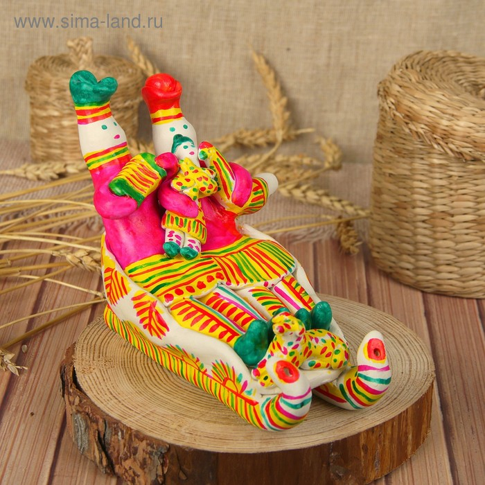 Филимоновская игрушка &laquo;Парочка на санях&raquo;