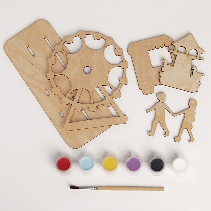 Роспись по дереву &laquo;Парк аттракционов&raquo;, сувенир