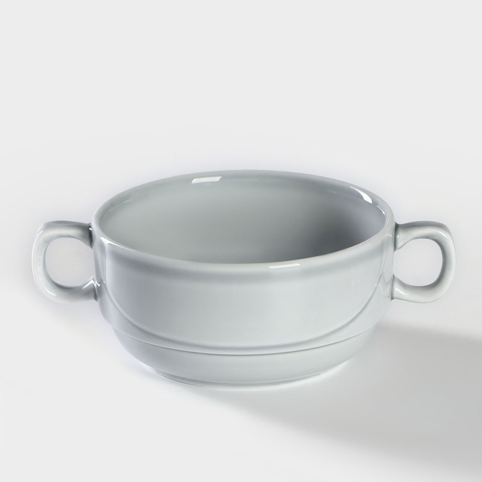 Чашка бульонная фарфоровая &laquo;Акварель&raquo;, 380 мл, цвет светло-серый