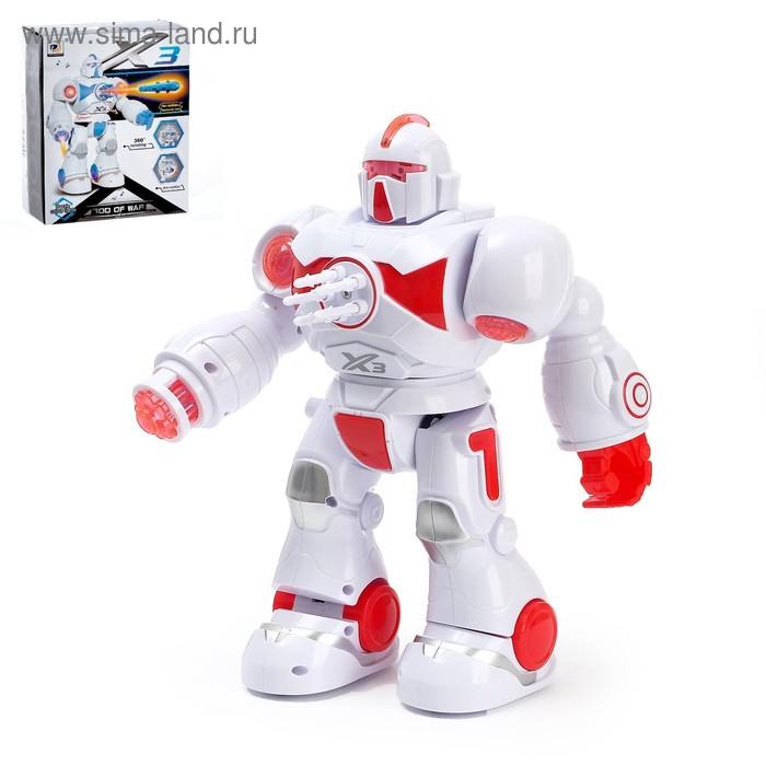 Робот &laquo;Ракетчик&raquo; световые и звуковые эффекты, стреляет ракетами, работает от батареек, цвета МИКС