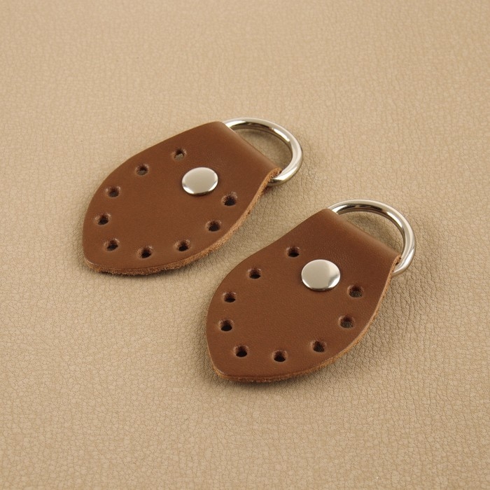 Петля пришивная для сумки, с полукольцом, пара, 6 &times; 3,5 см, цвет коричневый/никель