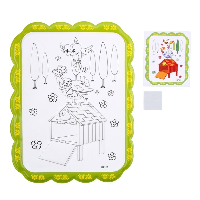 Набор для творчества: создание игрушки из меховых палочек и раскраска &laquo;Веселая курочка&raquo;