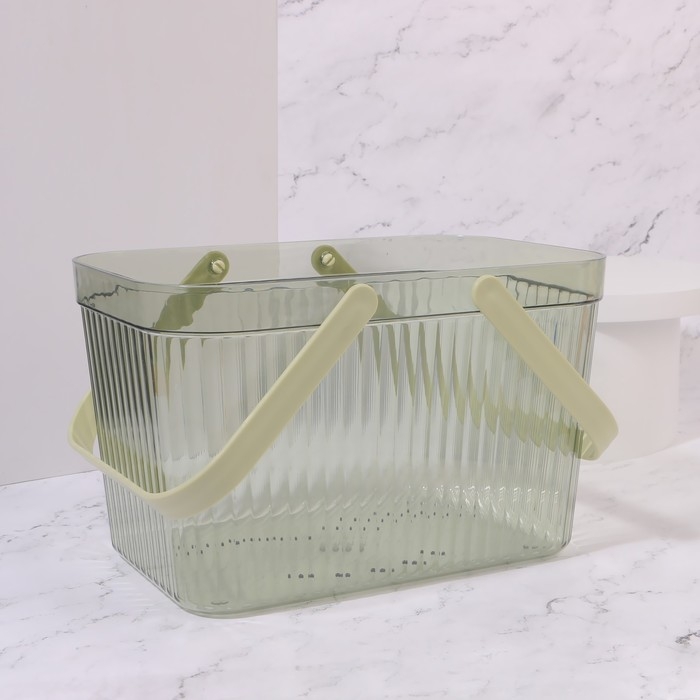 Органайзер для хранения, корзинка с ручками, 1 секция, 27 &times; 17 &times; 16,5 см, цвет полупрозрачный/МИКС