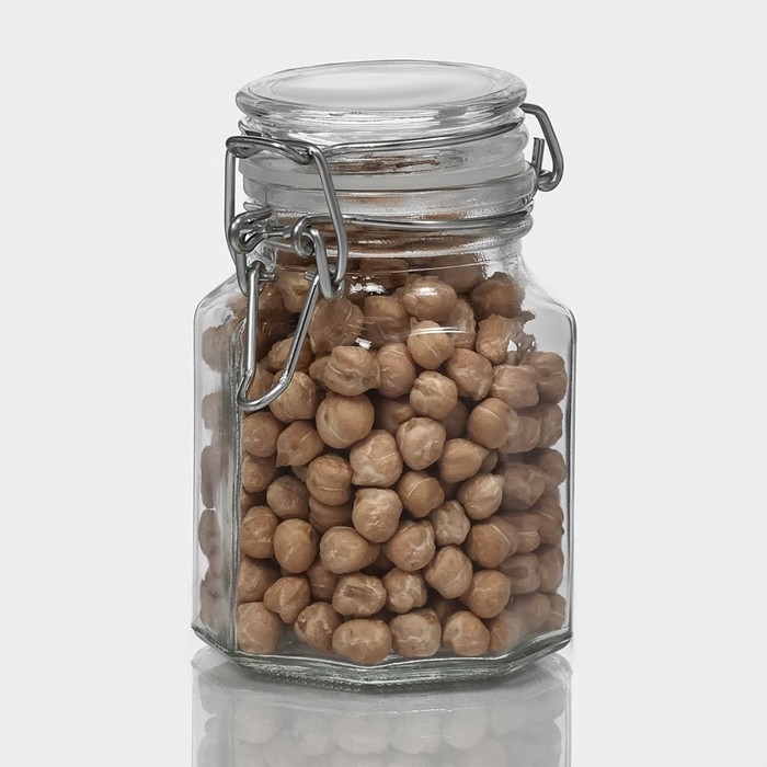 Банка стеклянная для хранения сыпучих продуктов Доляна &laquo;Грани&raquo;, 100 мл, 6&times;7&times;8 см, с бугельным замком 6 граней