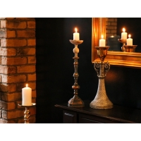 Подсвечник металл на 1 свечу "Моника" состаренный сине-серебристый 11х11х46,5 см Подсвечник металл на 1 свечу "Моника" состаренный сине-серебристый 11х11х46,5 см