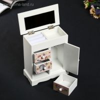 Шкатулка дерево комод 3 ящика+дверка "Единорог в цветах" 19х16х8 см