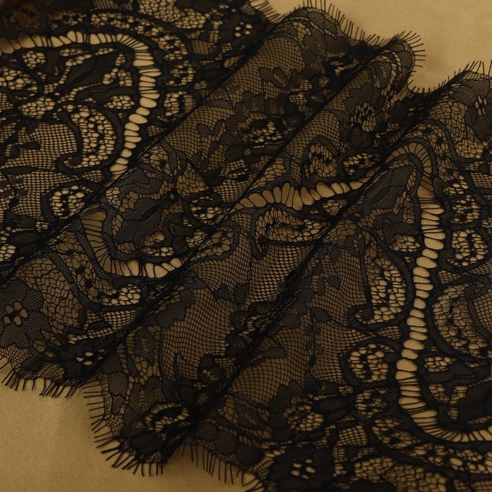 Кружево реснички, 270 мм × 3 ± 0,5 м, цвет чёрный Кружево реснички, 270 мм × 3 ± 0,5 м, цвет чёрный