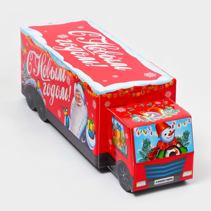 Новый год. Подарочная коробка Новогодняя Фура Новый год. Подарочная коробка Новогодняя Фура "Скоро праздник" с анимацией 36 х 11,5 х 11 см.