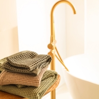 Полотенце вафельное SL HOME: Linen "Олива" 60х140 см, 51% лён, 49% хлопок, 235 г/м2