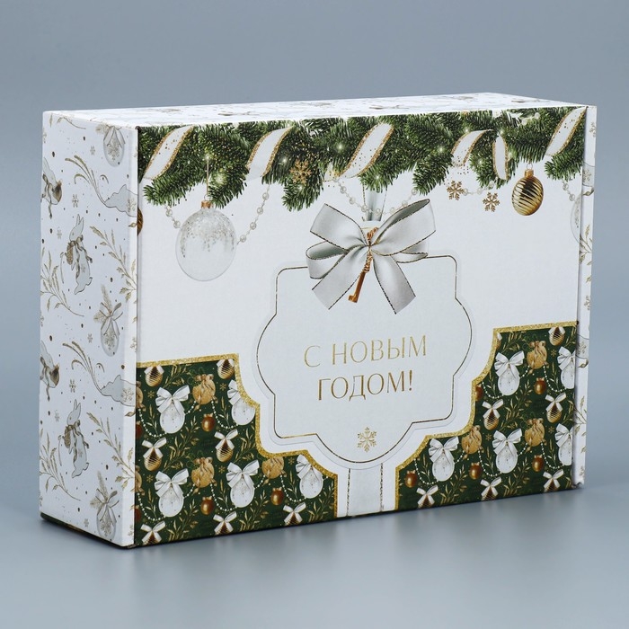 Коробка подарочная новогодняя складная &laquo;Роскошь золота&raquo;, 30,7 х 22 х 9,5 см, Новый год