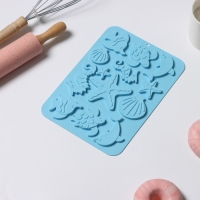 Форма для кондитерских украшений Доляна &laquo;Морская история&raquo;, силикон, 23&times;16&times;0,5 см, 13 ячеек, цвет голубой