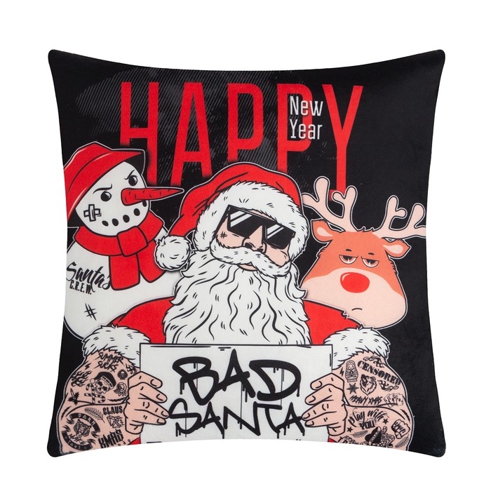 Подушка-плед Этель Bad Santa, подушка 40*40&plusmn;3 см, плед 100*150 см 100%п/э, 280 г/м2
