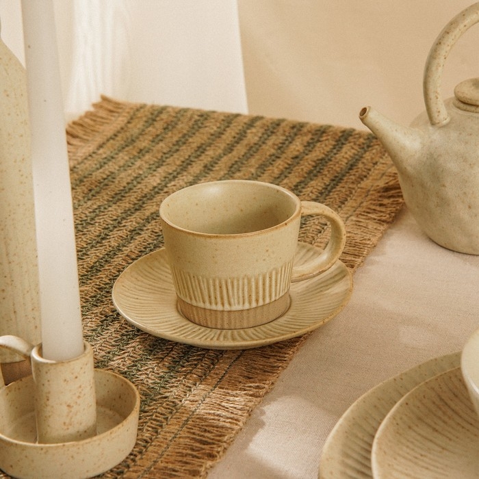 Чайная пара керамическая SL Home «Виенто», 2 предмета: чашка 250 мл, блюдце d=15 см, цвет бежевый Чайная пара керамическая SL Home «Виенто», 2 предмета: чашка 250 мл, блюдце d=15 см, цвет бежевый