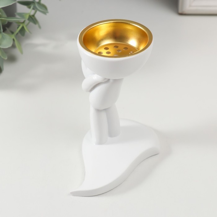 Подставка под благовония полистоун Подставка под благовония полистоун "Человечек" белый 10,9х6,4х9,9 см