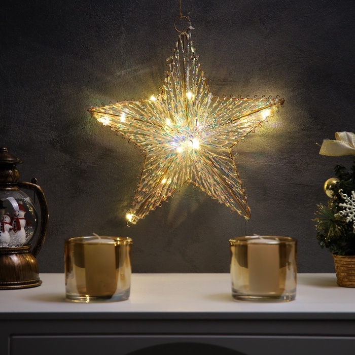 Светодиодная фигура «Звезда» 30х30х6 см, 20 LED, батарейки AAx2 (не в комплекте), свечение теплое белое Светодиодная фигура «Звезда» 30х30х6 см, 20 LED, батарейки AAx2 (не в комплекте), свечение теплое белое