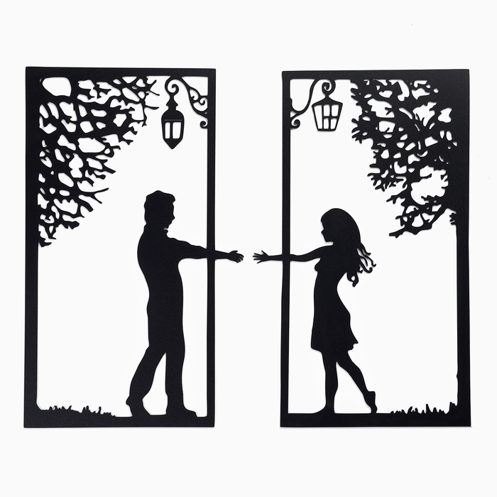 Декорация настенная для интерьера, панно на стену из дерева Декорация настенная для интерьера, панно на стену из дерева "Свидание", 2 модуля