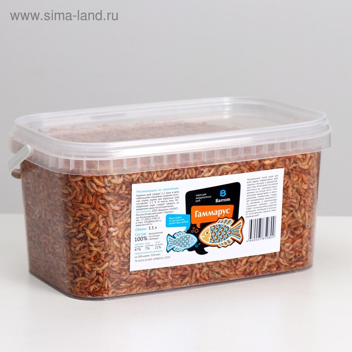 Корм для рыб и черепах Barrom Гаммарус, тушка, ведро 3,3 л Корм для рыб и черепах Barrom Гаммарус, тушка, ведро 3,3 л