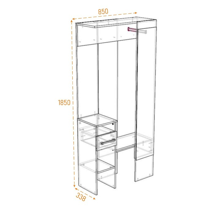 Прихожая Лига, 850х1850х338, Дуб сонома Прихожая Лига, 850х1850х338, Дуб сонома