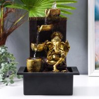 Фонтан настольный от сети "Золотой ганеша у водопада, греческий узор" 35х20х25 см Фонтан настольный от сети "Золотой ганеша у водопада, греческий узор" 35х20х25 см