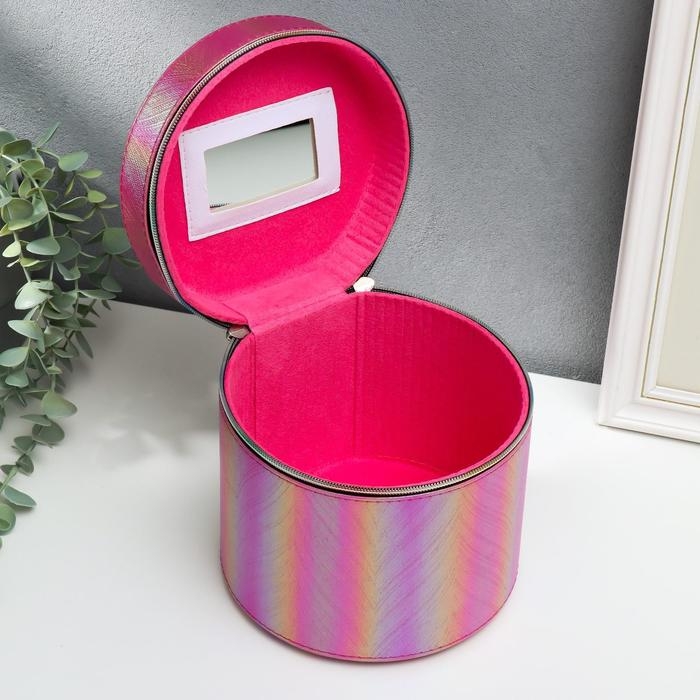 Шкатулка кожзам с зеркалом Шкатулка кожзам с зеркалом "Полосы розовый оранж" н-р 3шт 14х14х14 17,5х17,5х17,5 20х20х20см 53860