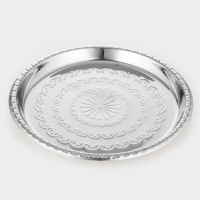 Поднос из нержавеющей стали круглый &laquo;Смеяна&raquo;, d=33 см, цвет серебряный