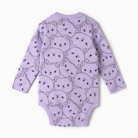 Боди детское, цвет лиловый/котята, рост 86 см