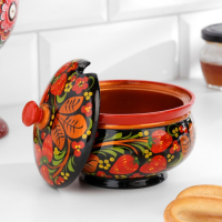 Сахарница, большая, 15&times;10 см, хохлома