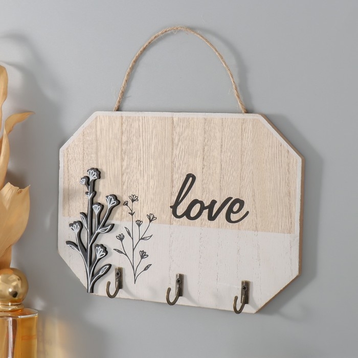 Крючки декоративные дерево "Love. Цветение" 20х14 см