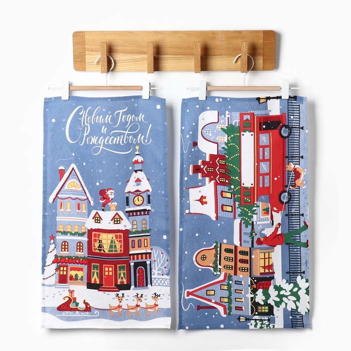 Набор кухонных полотенец &laquo;Доляна&raquo; Праздник в городе 35х60см-2шт, 100% хл