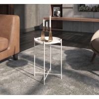 Столик журнальный, 376х376х515, Белый муар