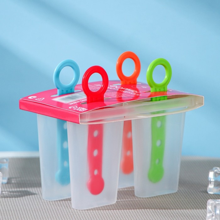 Форма для мороженого Доляна &laquo;Симпл&raquo;, 12,5&times;7&times;10 см, 4 ячейки, цвет прозрачный